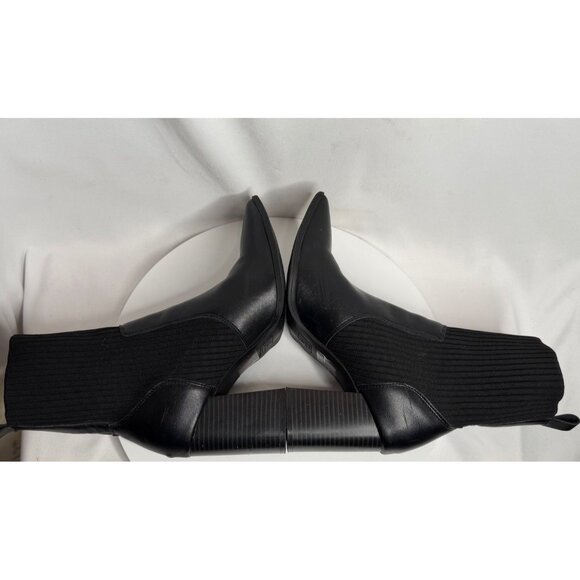 Blondo Ikler Waterproof Women’s Black Leather Mid-Calf Pull On Knit Booties 7.5M - Picture 4 of 8